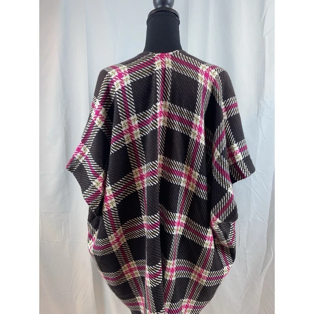 Loft Women's Size‎ XS Small Knit Plaid Wrap Shawl Fringe Detail